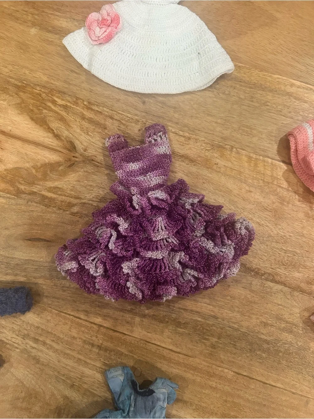 Vintage Handmade Doll Clothes Lot Crochet Knit Dresses